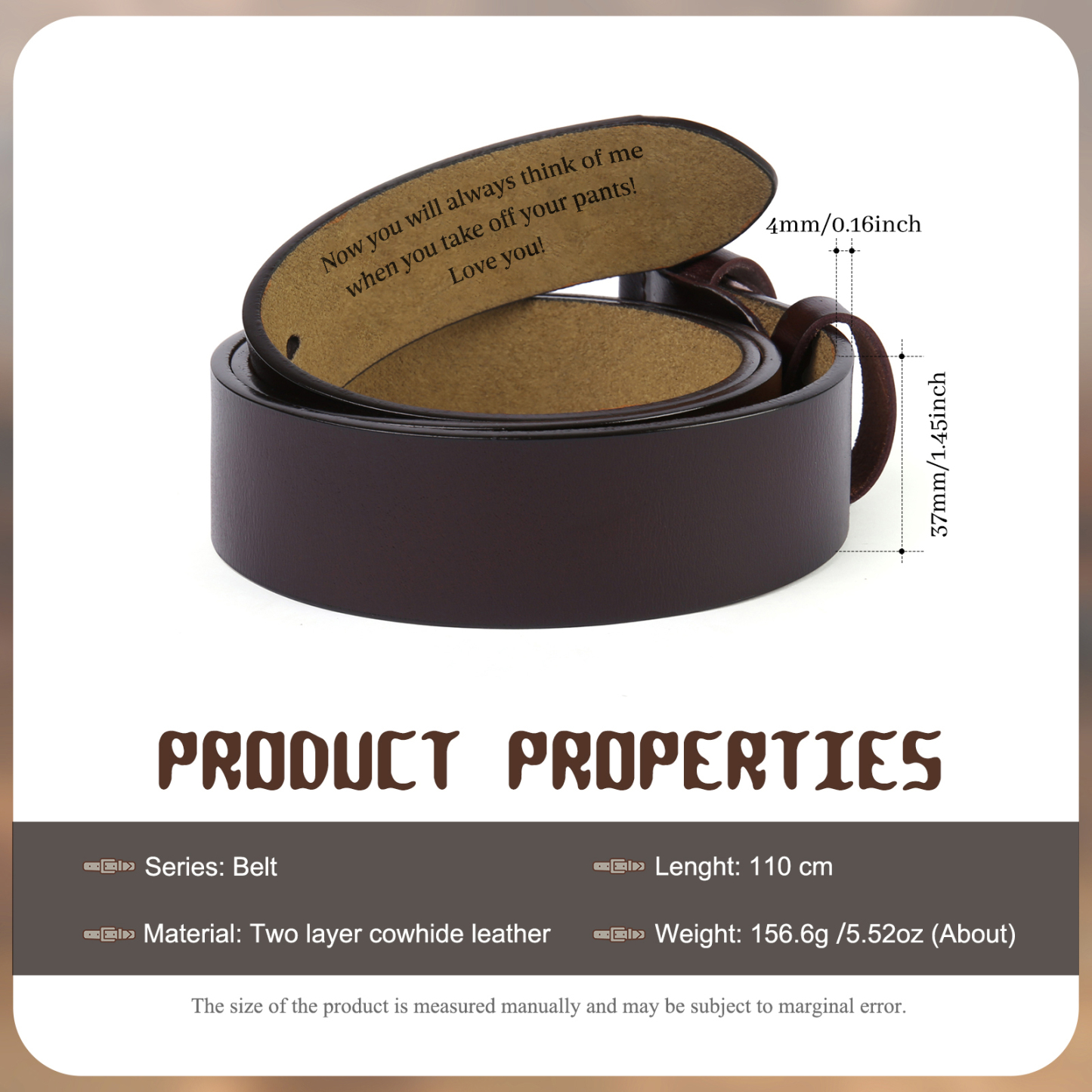 Personalised Man’s Belt Custom 2 Letters Now You Will Always Think of Me Gift for Him | Jessemade