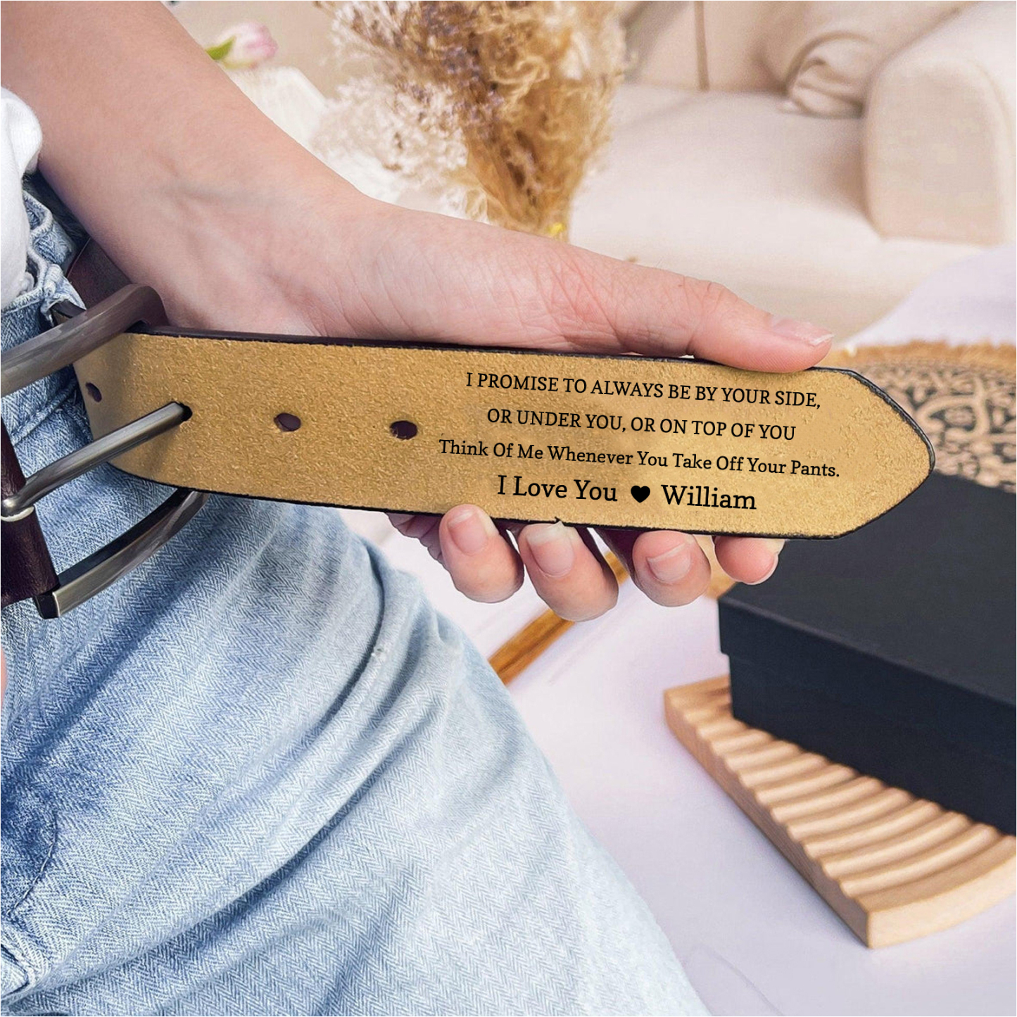 Personalised Man’s Belt Custom 2 Letters Hidden Message Gift for Him | Jessemade