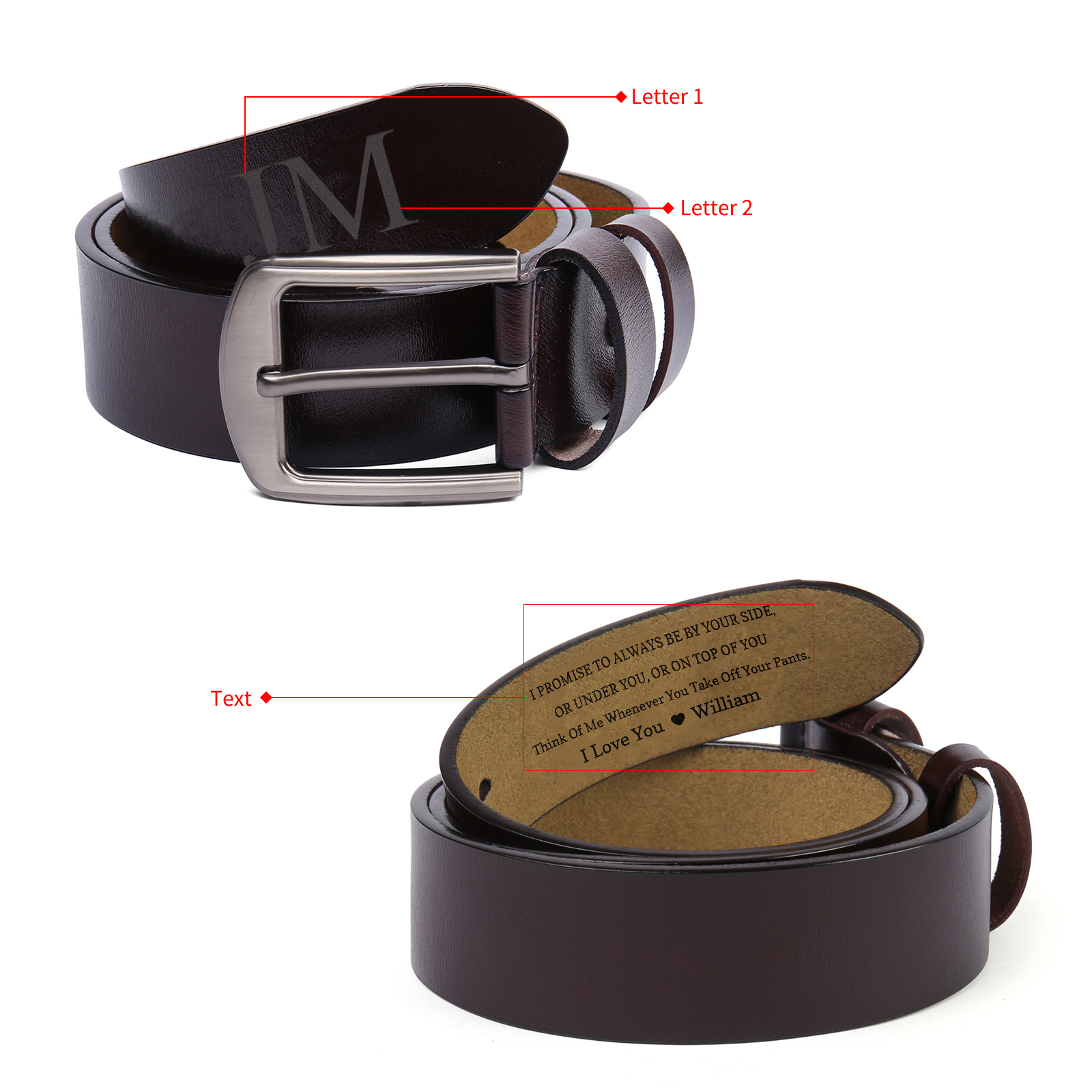 Personalised Man’s Belt Custom 2 Letters Hidden Message Gift for Him | Jessemade