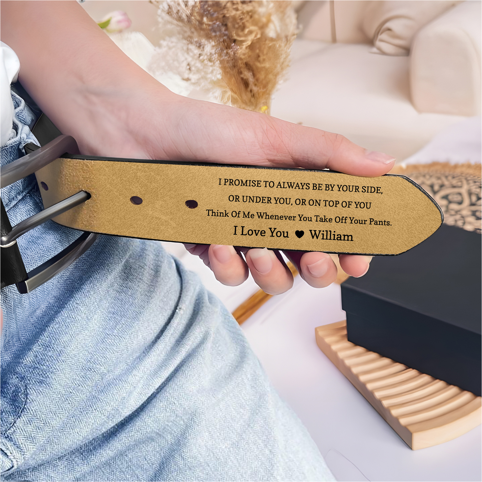 Personalised Man’s Belt Custom 2 Letters Hidden Message Gift for Him | Jessemade