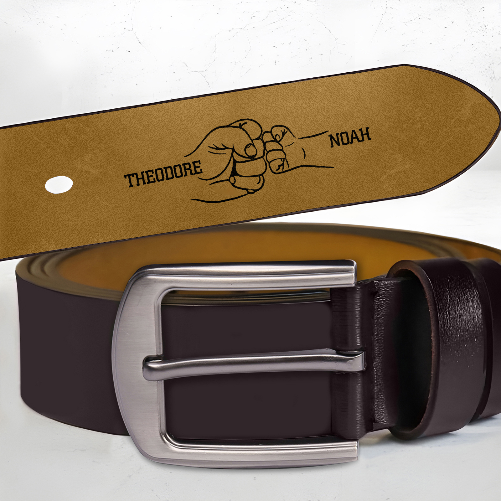 Personalised Men's Belt Custom 3-7 Names Engraved Leather Belt with Names Thoughtful Gift for Dad | Jessemade