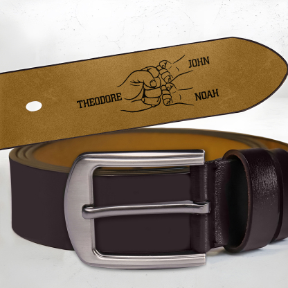 Personalised Men's Belt Custom 3-7 Names Engraved Leather Belt with Names Thoughtful Gift for Dad | Jessemade