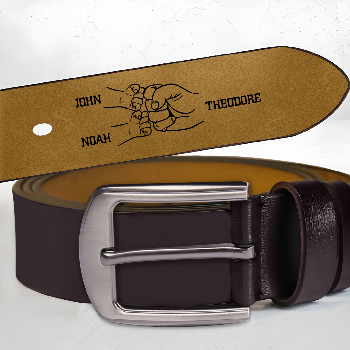 Personalised Men's Belt Custom Engraved Leather Belt with Names Thoughtful Gift for Dad | Jessemade