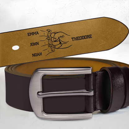 Personalised Men's Belt Custom Engraved Leather Belt with Names Thoughtful Gift for Dad | Jessemade