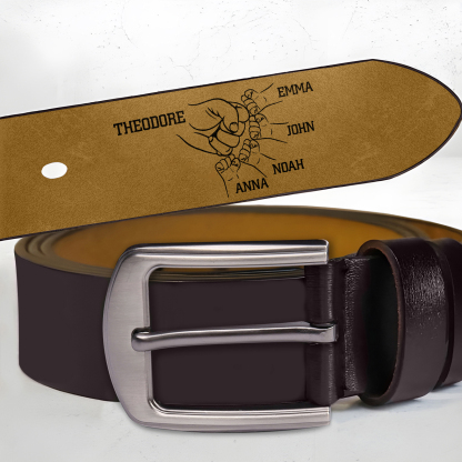 Personalised Men's Belt Custom 3-7 Names Engraved Leather Belt with Names Thoughtful Gift for Dad | Jessemade