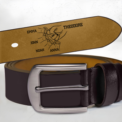 Personalised Men's Belt Custom Engraved Leather Belt with Names Thoughtful Gift for Dad | Jessemade