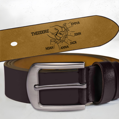 Personalised Men's Belt Custom 3-7 Names Engraved Leather Belt with Names Thoughtful Gift for Dad | Jessemade
