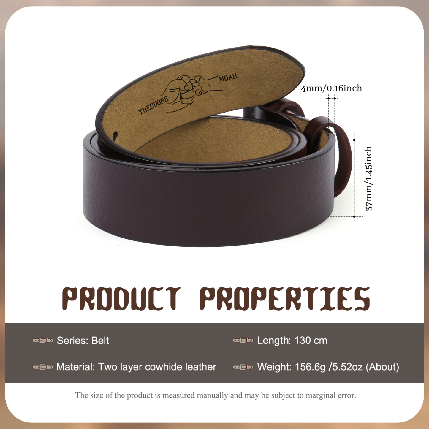 Personalised Men's Belt Custom 3-7 Names Engraved Leather Belt with Names Thoughtful Gift for Dad | Jessemade