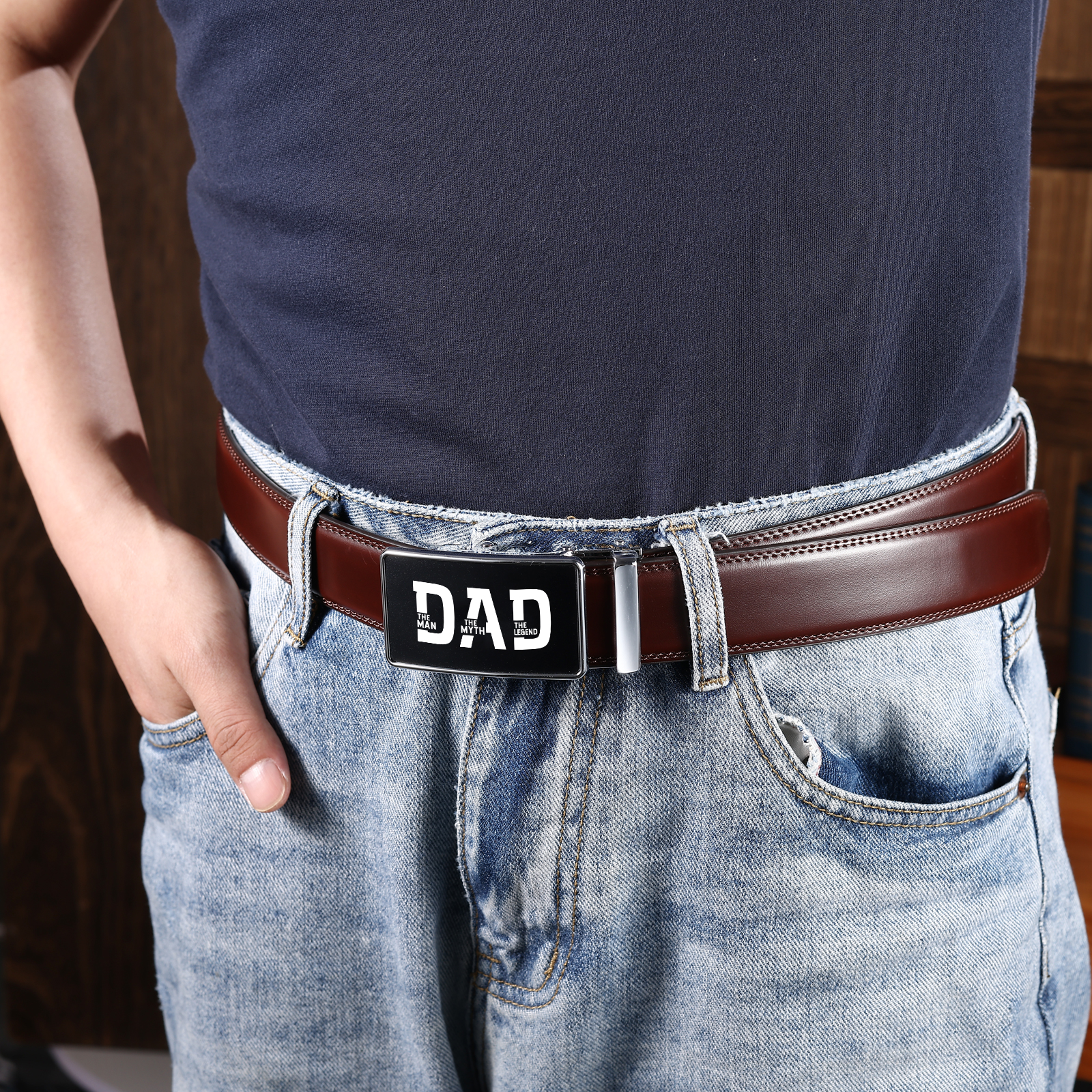 Personalised Belt Custom 2-6 Names and Engraved Fist Bump Engraved Leather Belt Thoughtful Gift for Dad | Jessemade