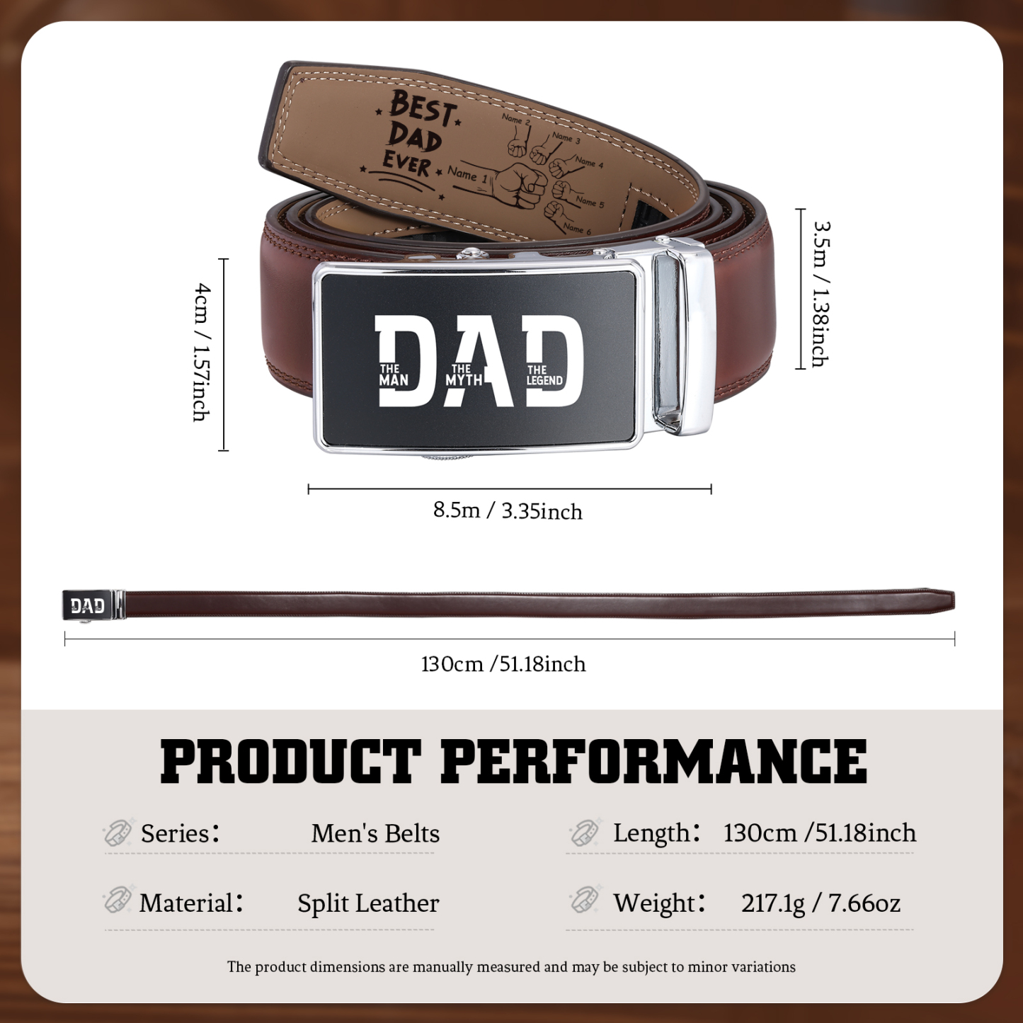 Personalised Belt Custom 2-6 Names and Engraved Fist Bump Engraved Leather Belt Thoughtful Gift for Dad | Jessemade