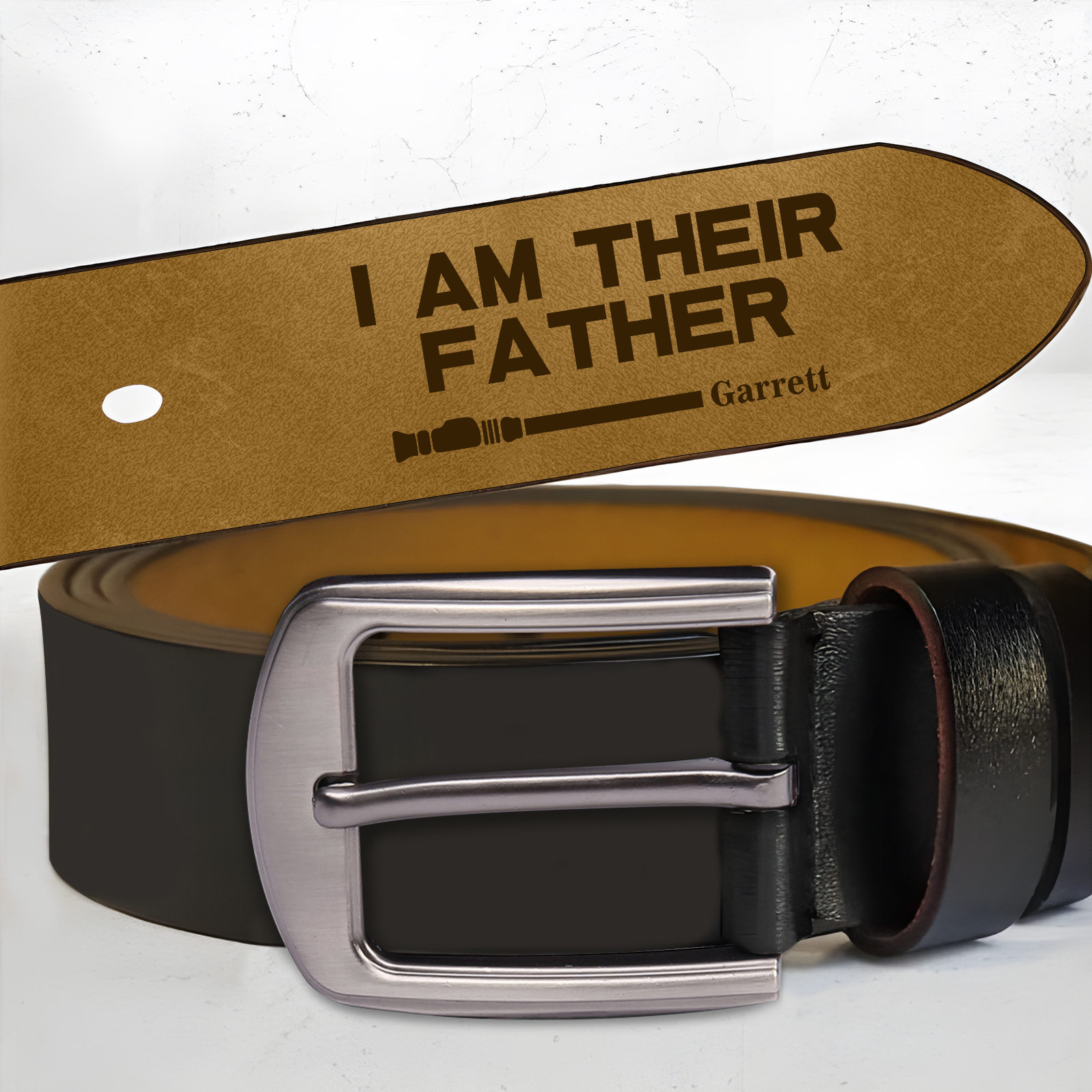 Personalised 1 Name Adjustable Leather Belt, Custom Father's Day Gift  | Jessemade