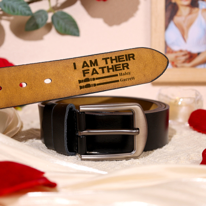 Personalised 2 Names Adjustable Leather Belt, Custom Father's Day Gift  | Jessemade
