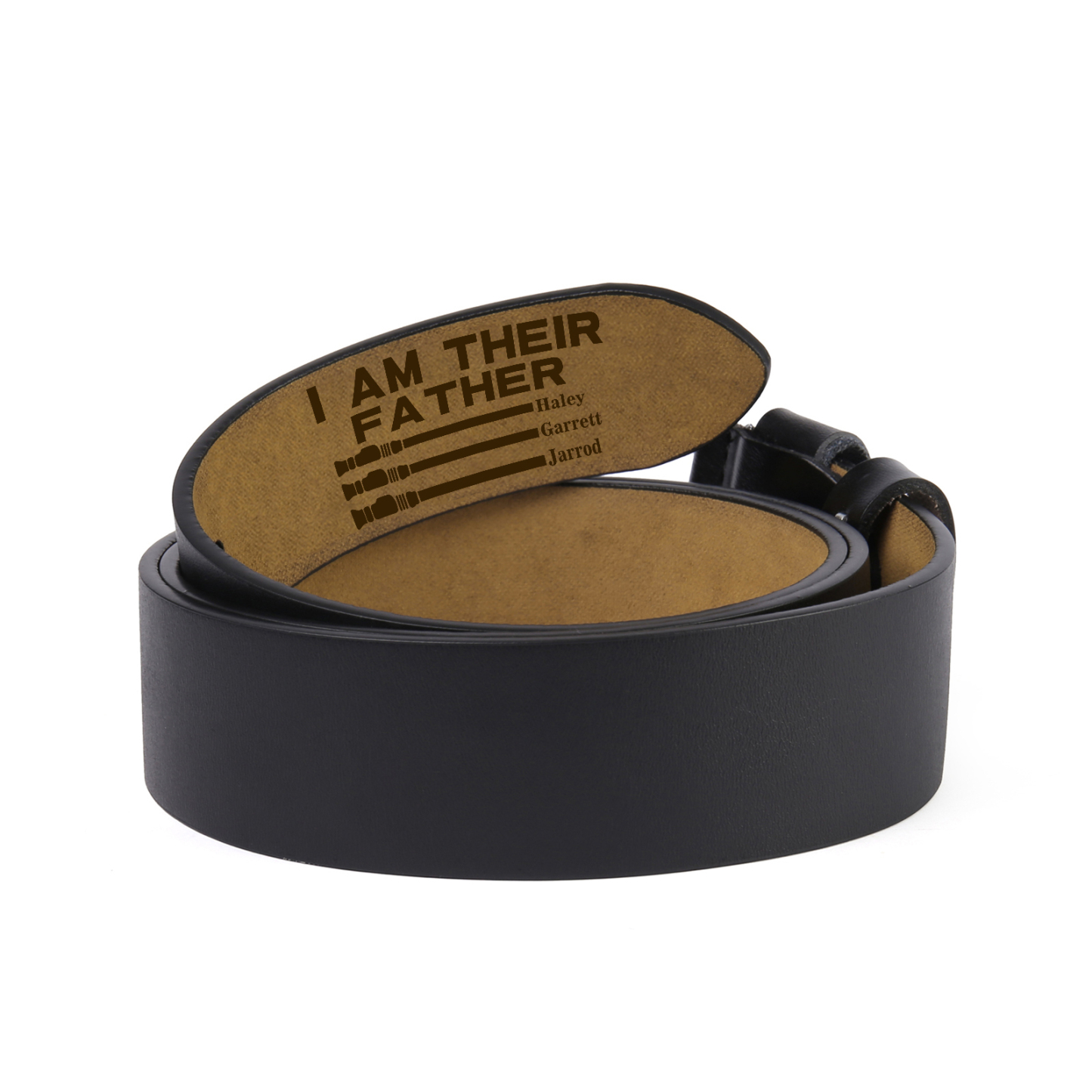 Personalised 3 Names Adjustable Leather Belt, Custom Father's Day Gift  | Jessemade