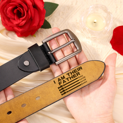 Personalised 4 Names Adjustable Leather Belt, Custom Father's Day Gift  | Jessemade