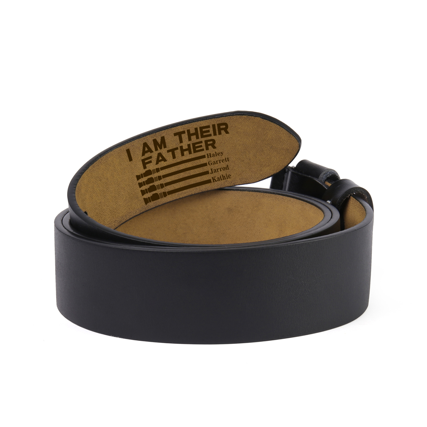 Personalised 4 Names Adjustable Leather Belt, Custom Father's Day Gift  | Jessemade