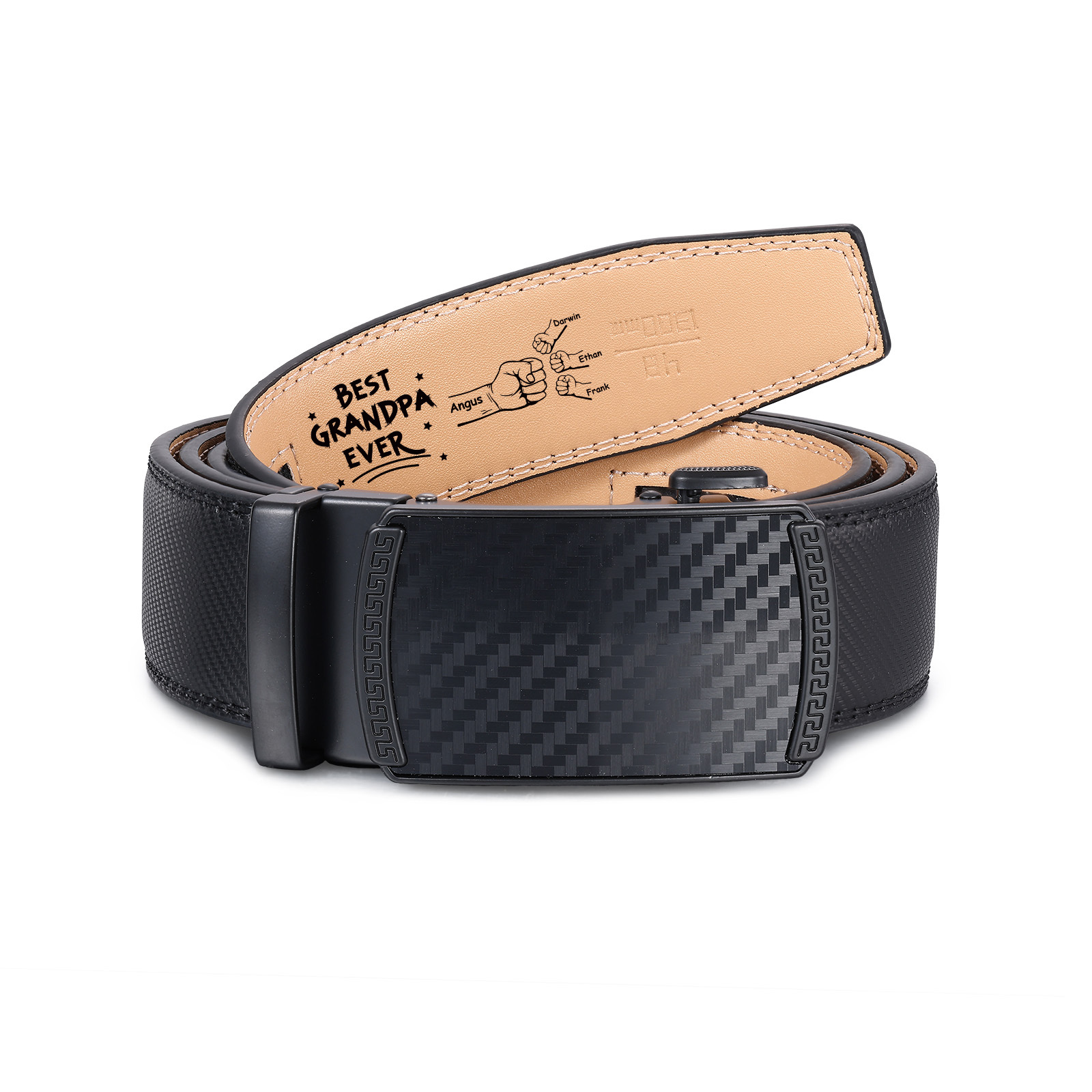To my Grandpa - Personalised Belt with 2-6 Names and Black Fists Practical Gift for Grandfather's Day | Jessemade