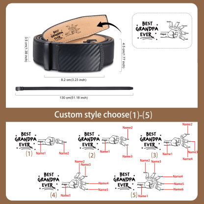 To my Grandpa - Personalised Belt with 2-6 Names and Black Fists Practical Gift for Grandfather's Day | Jessemade