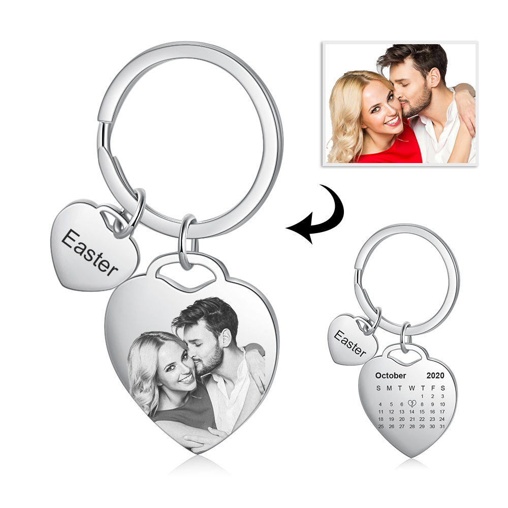 Personalized Photo Keychain Custom Romantic Gift for Him and Her