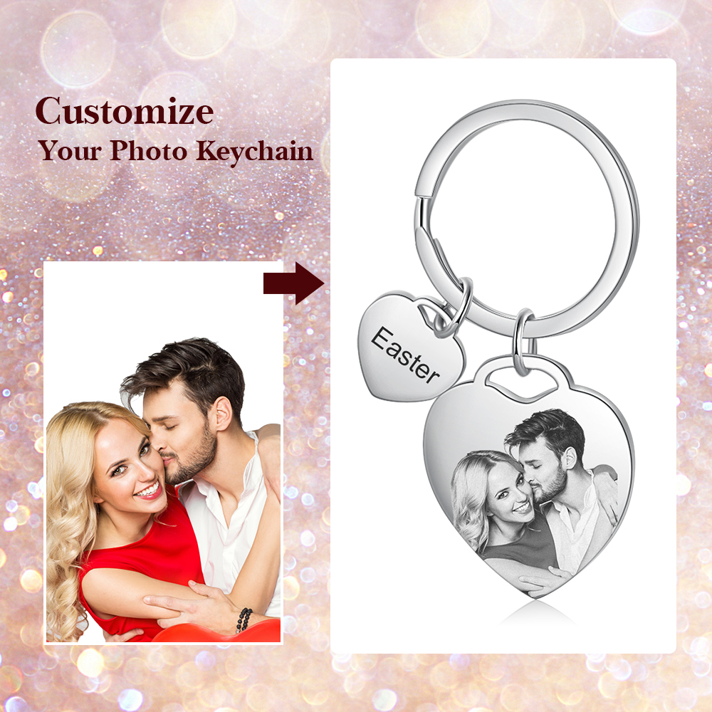 Personalized Photo Keychain Custom Romantic Gift for Him and Her