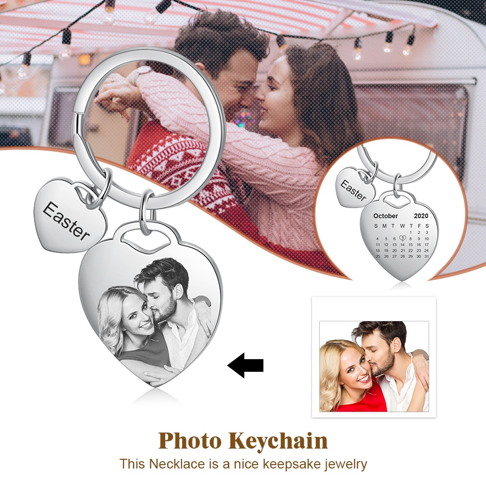 Personalized Photo Keychain Custom Romantic Gift for Him and Her