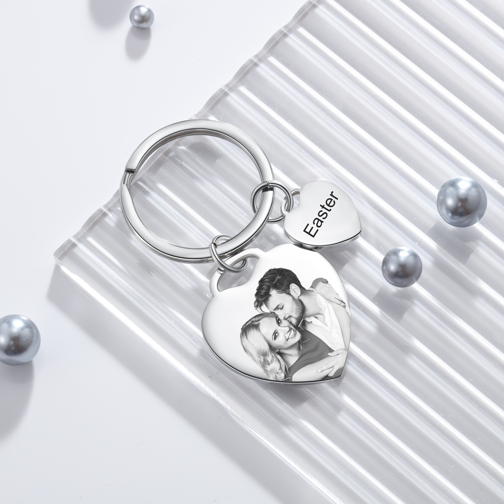 Personalized Photo Keychain Custom Romantic Gift for Him and Her