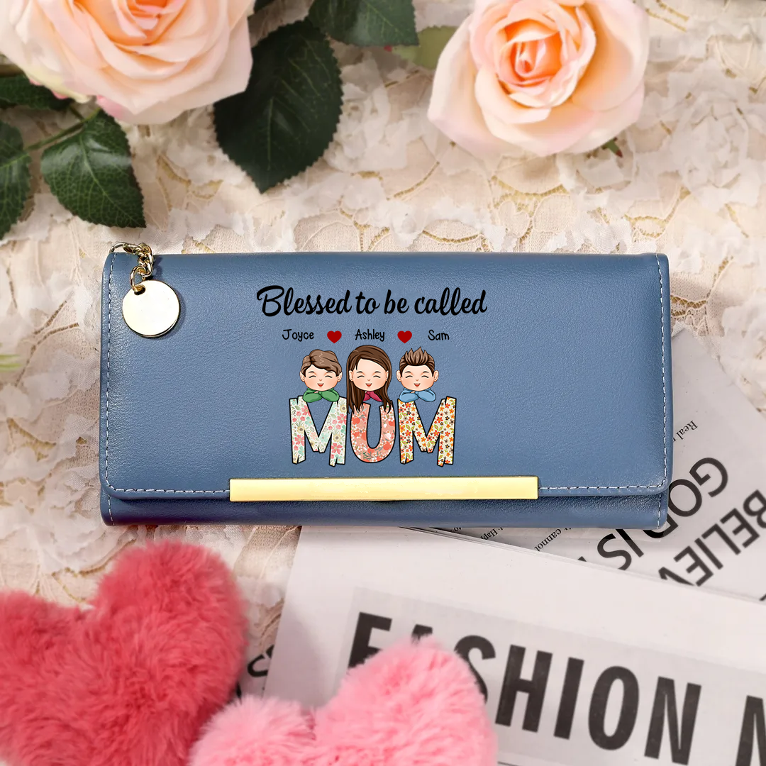To my Mum/Nan - Personalised Women Wallet Custom PU Leather with 1–8 Names, Wallet "Blessed to be called" Multiple Colours | Jessemade