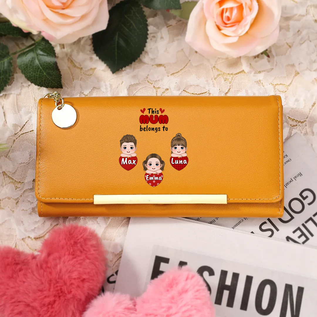 To my Mum/Nan - Personalised Women Wallet Custom With 1-10 Names Gift for Mum or Grandma in Pink, Blue or Yellow | Jessemade