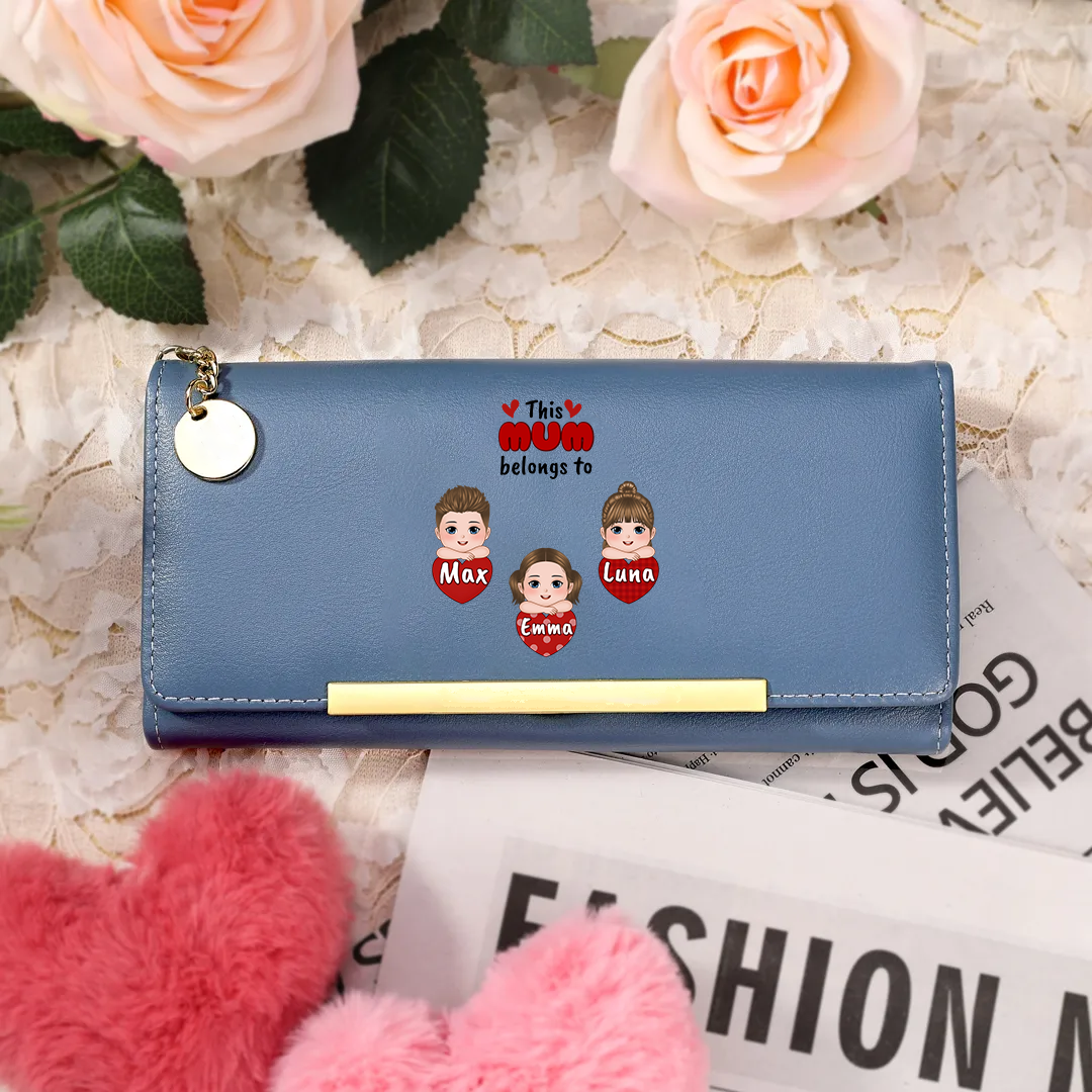 To my Mum/Nan - Personalised Women Wallet Custom With 1-10 Names Gift for Mum or Grandma in Pink, Blue or Yellow | Jessemade