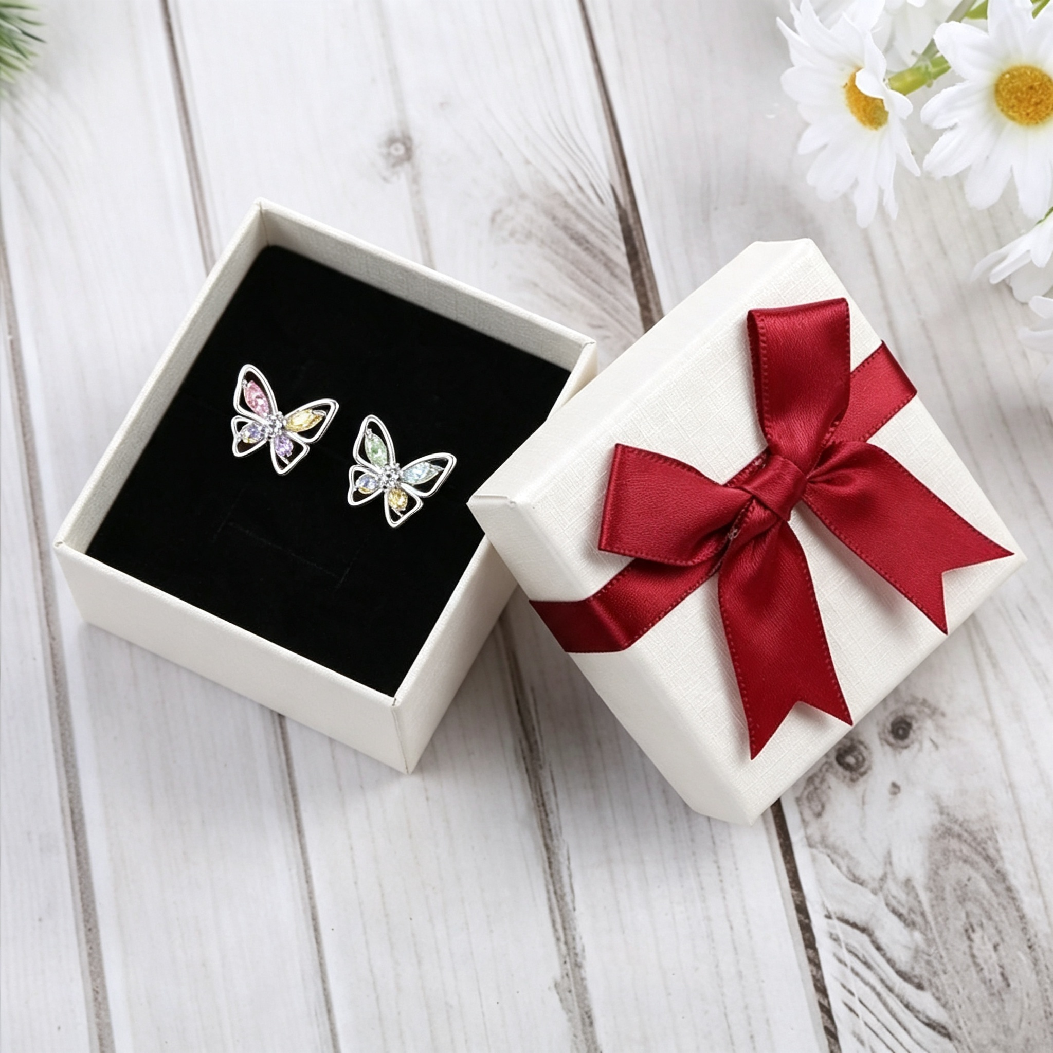 Mini Butterfly Stud Earrings – Dainty Crystal Butterfly Earrings with Multicolor Wings - Jewellery for Women & Girls | Jessemade