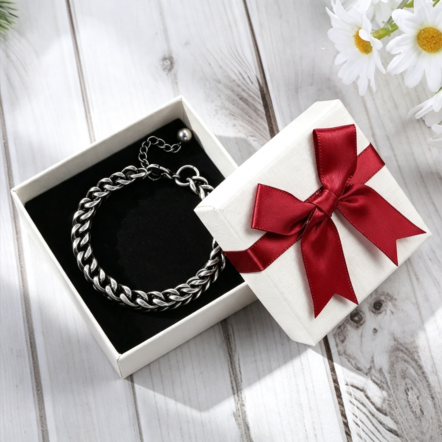 Mens Oxidised Chain Bracelet – Vintage Style Woven Cuban Link Bracelet for Him | Jessemade