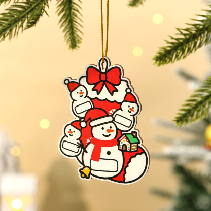 Personalised  Wooden Christmas Tree Decoration Snowman Family Tree Ornament