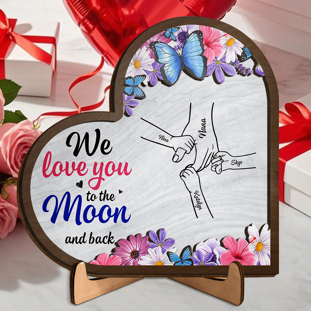 Personalised Wooden Plaque - Floral Butterflies for Mum/Nan