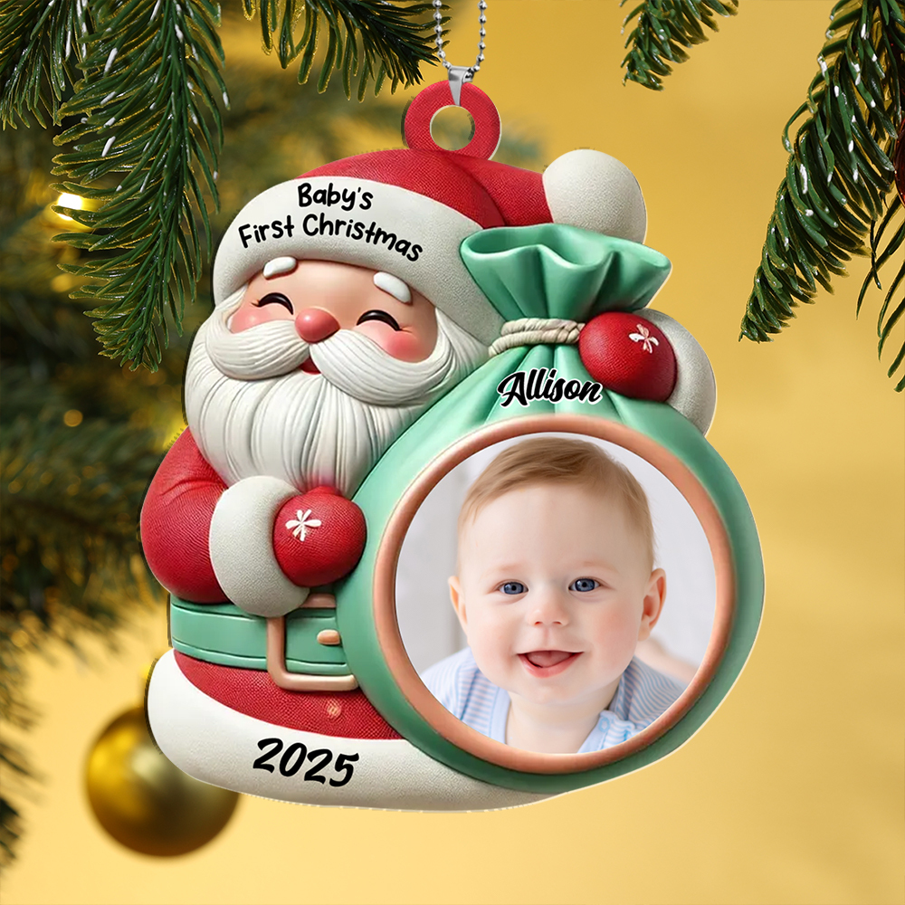Christmas Tree Decoration - Santa Claus - Personalised Baby Photo