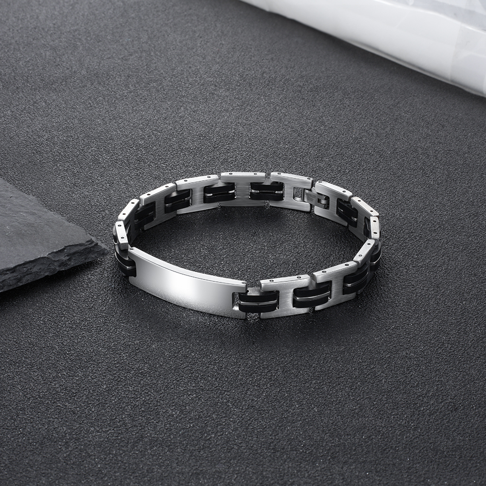 Personalized Men's Bracelet Custom Text Id Strip Men's Bracelet Gift for Him | Jessmade