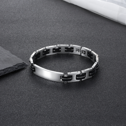 Personalized Men's Bracelet Custom Text Id Strip Men's Bracelet Gift for Him | Jessmade