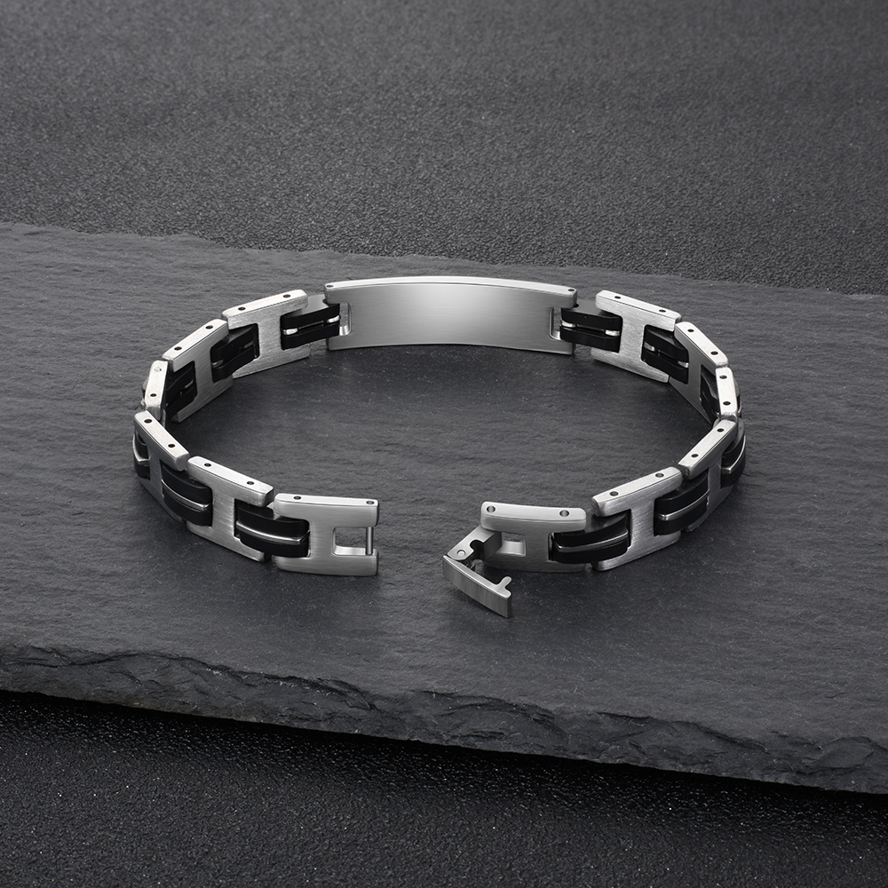 Personalized Men's Bracelet Custom Text Id Strip Men's Bracelet Gift for Him | Jessmade