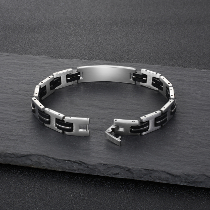 Personalized Men's Bracelet Custom Text Id Strip Men's Bracelet Gift for Him | Jessmade