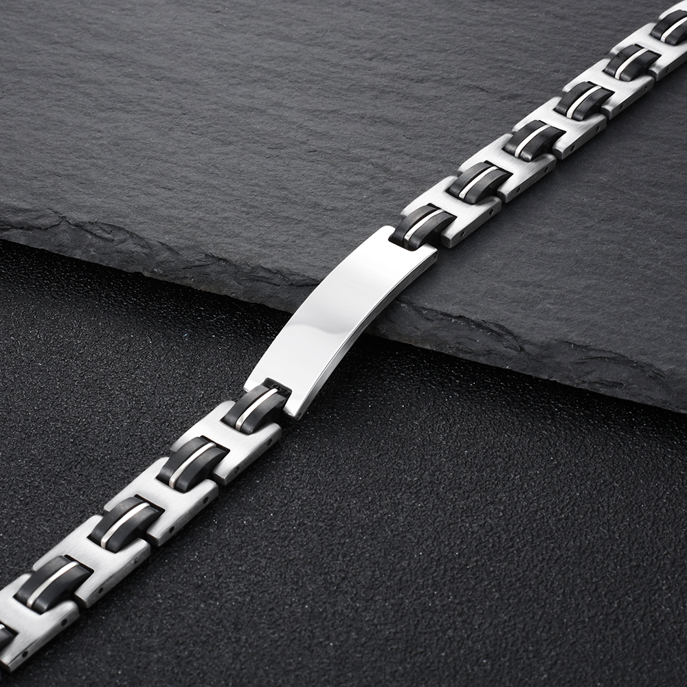 Personalized Men's Bracelet Custom Text Id Strip Men's Bracelet Gift for Him | Jessmade