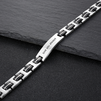 Personalized Men's Bracelet Custom Text Id Strip Men's Bracelet Gift for Him | Jessmade