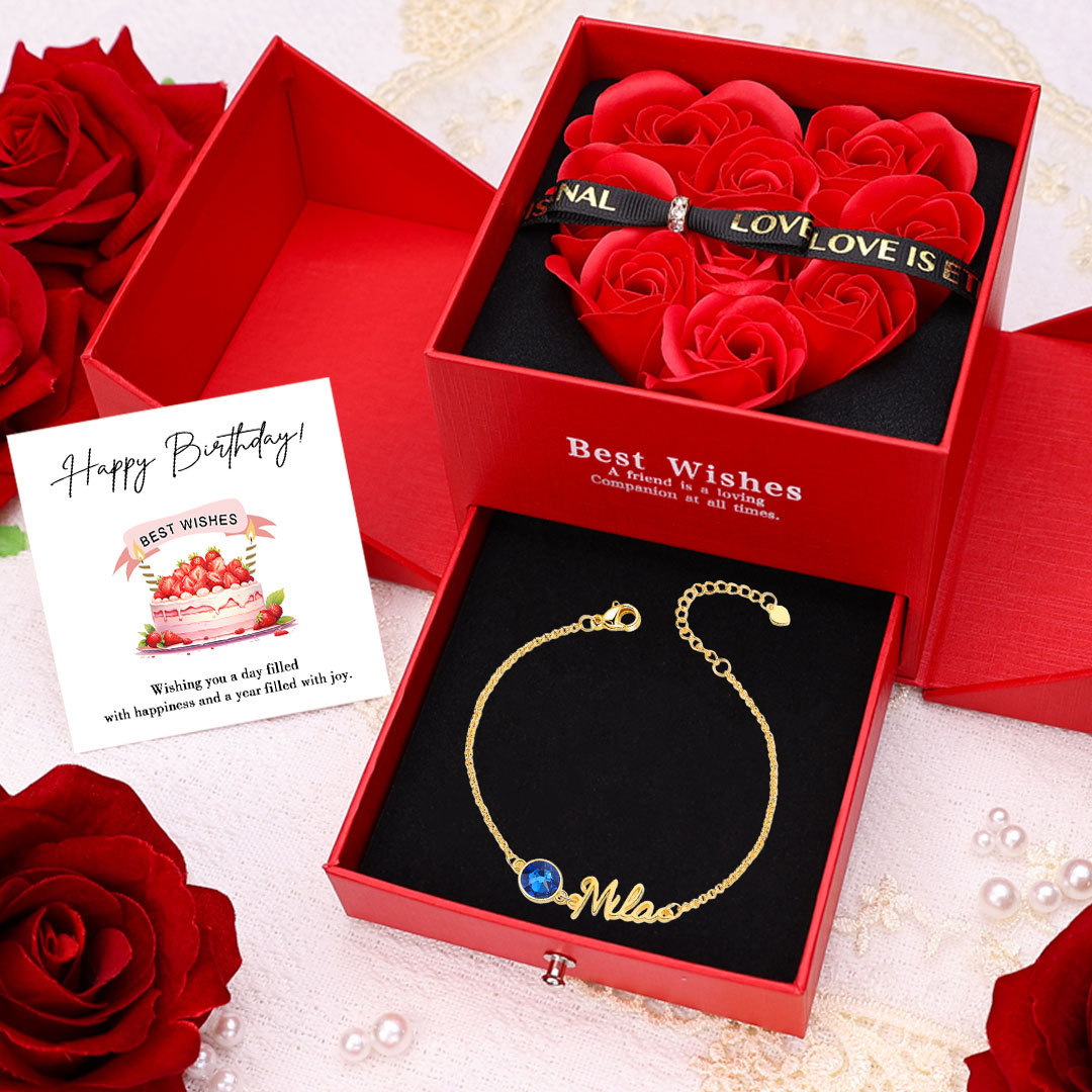 Personalized Name Bracelets Custom 1 Birthstone Birthday Gift for Her-Jessemade AU