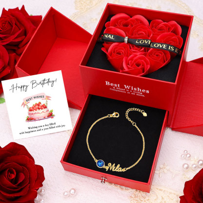 Personalized Name Bracelets Custom 1 Birthstone Birthday Gift for Her-Jessemade AU