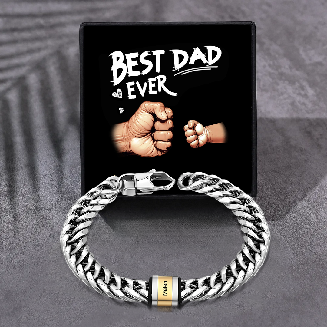 Personalised Dad Bracelet with Custom Names | Stainless Steel Father’s Day Gift | Jessemade
