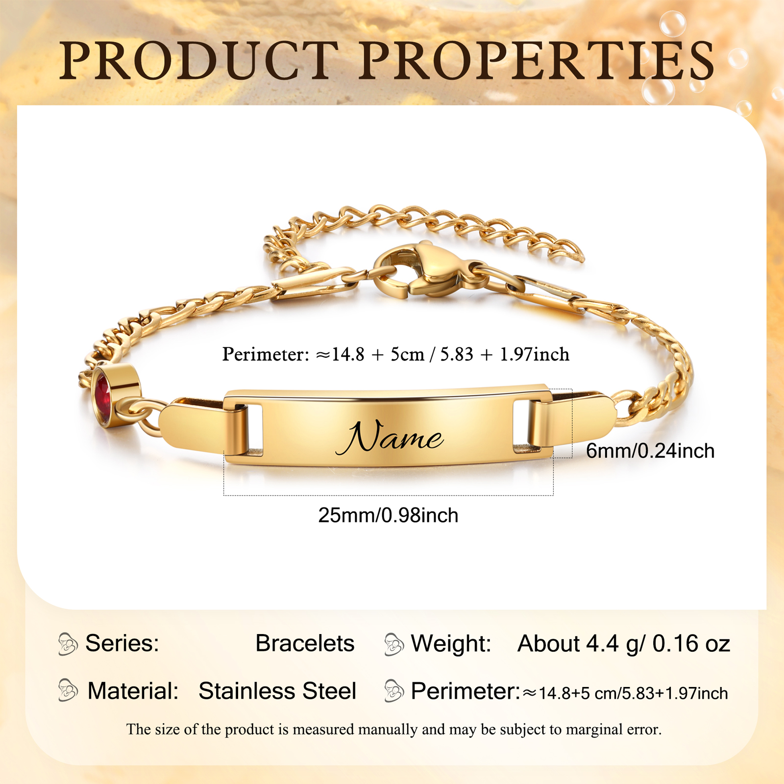 Personalised Bar Bracelet Custom Birthstone & Name Adjustable Bracelet Gift for Daughter-Jessemade AU