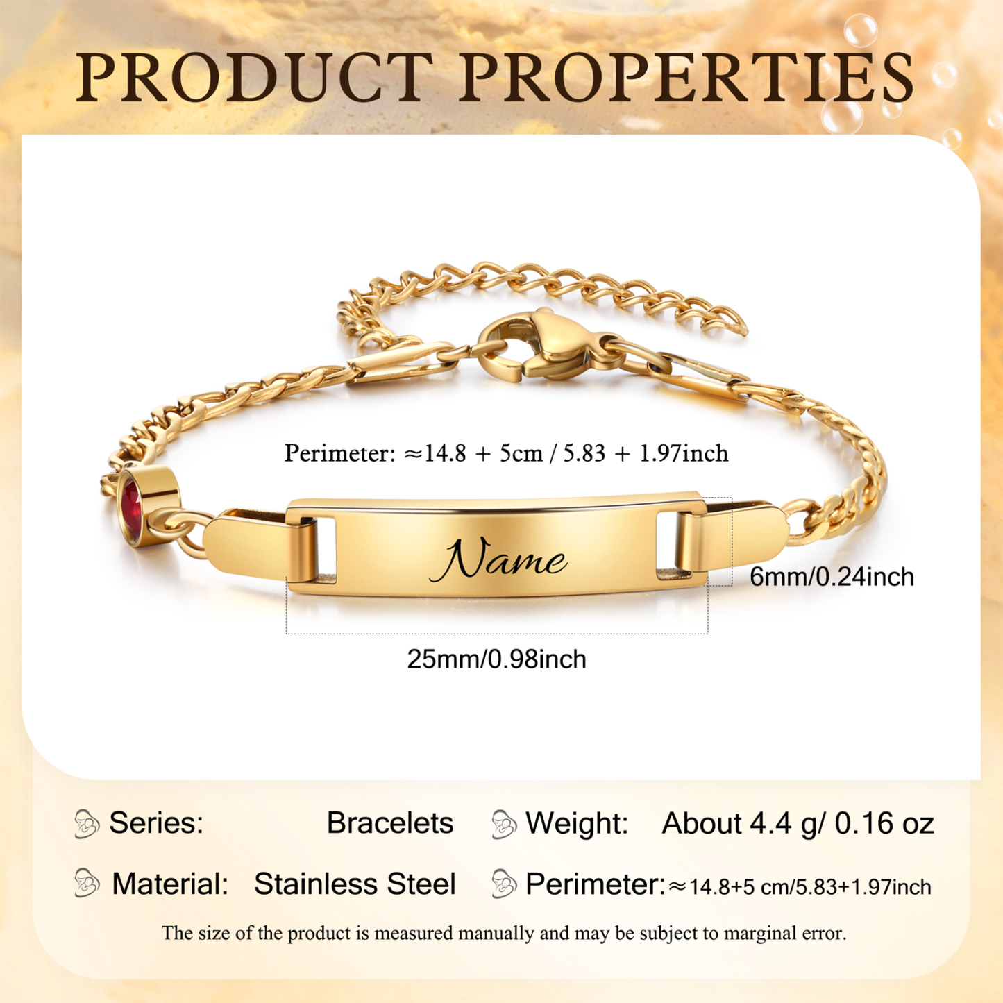 Personalised Bar Bracelet Custom Birthstone & Name Adjustable Bracelet Gift for Daughter-Jessemade AU