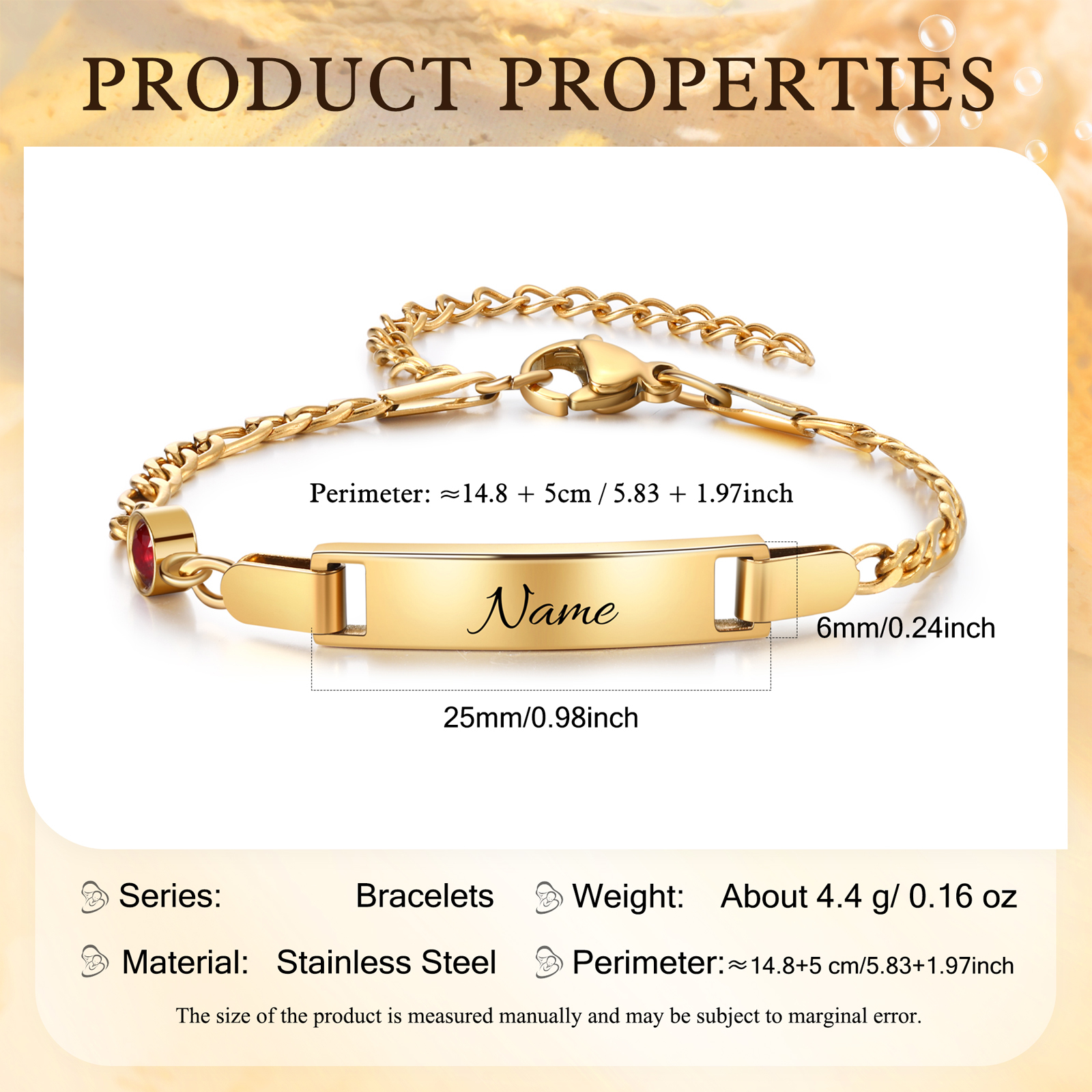 Personalised Bar Bracelet Custom Birthstone & Name Adjustable Bracelet Gift for Daughter-Jessemade AU