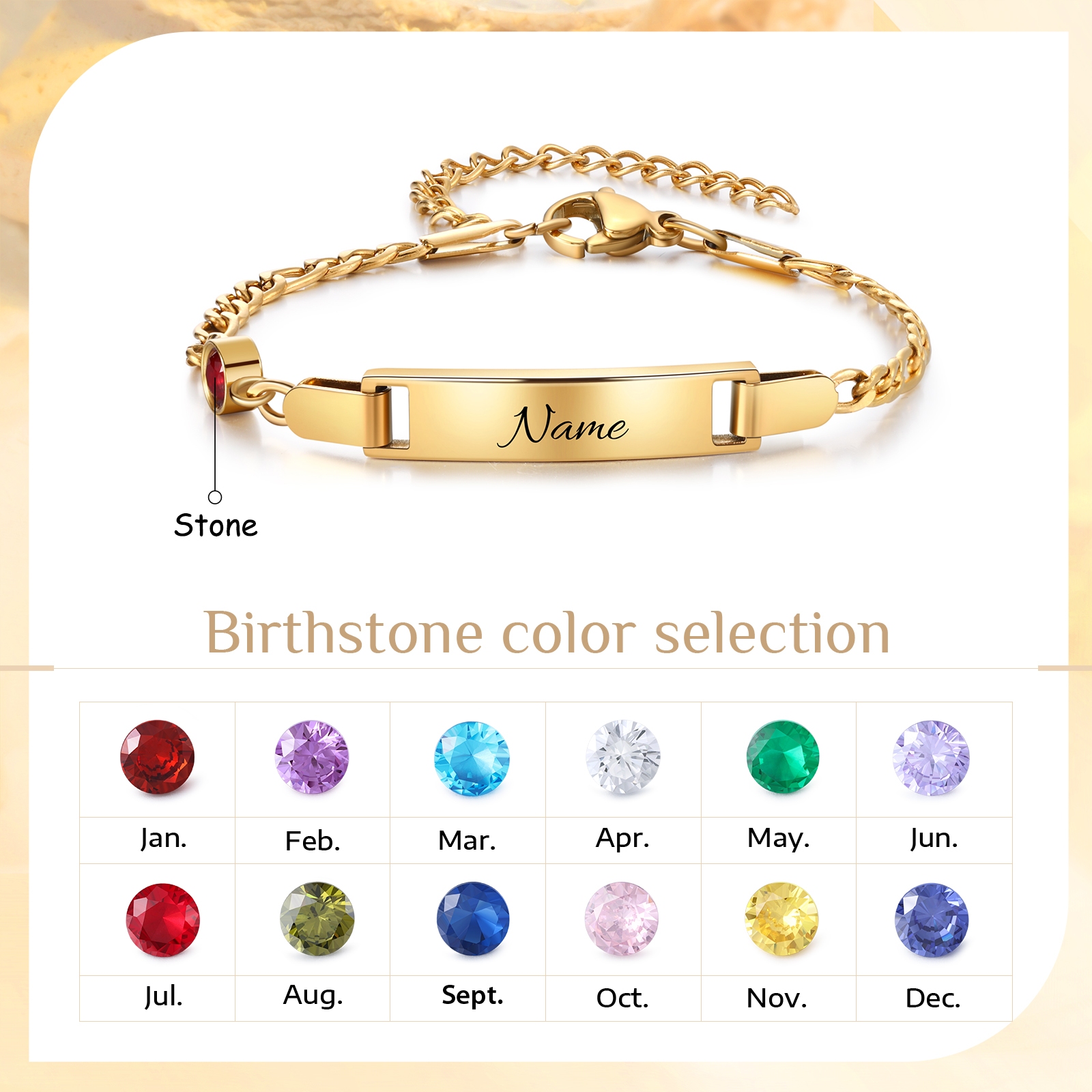 Personalised Bar Bracelet Custom Birthstone & Name Adjustable Bracelet Gift for Daughter-Jessemade AU