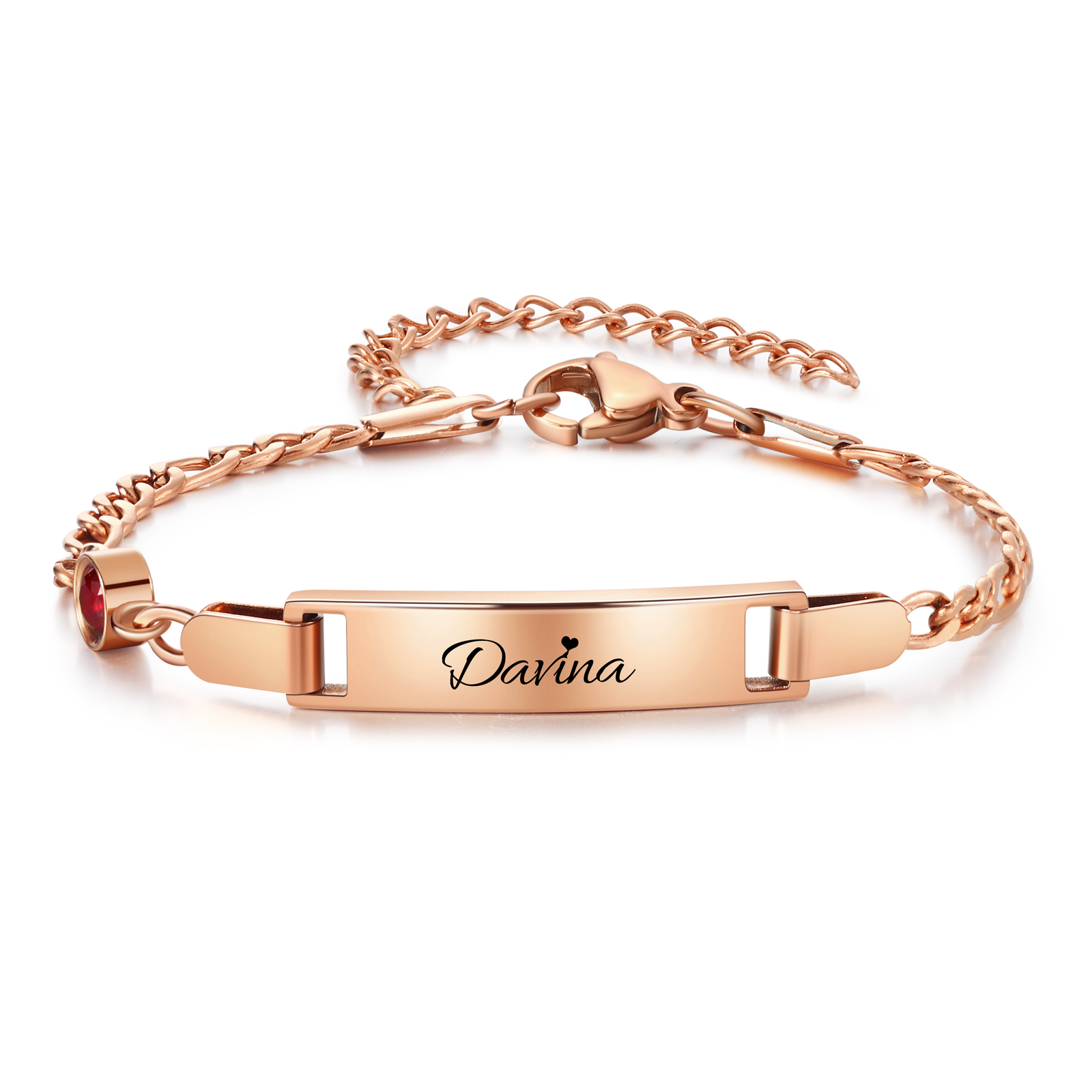 Personalised Bar Bracelet Custom Birthstone & Name Adjustable Bracelet