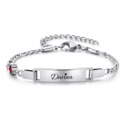 Personalised Bar Bracelet Custom Birthstone & Name Adjustable Bracelet Gift for Daughter-Jessemade AU