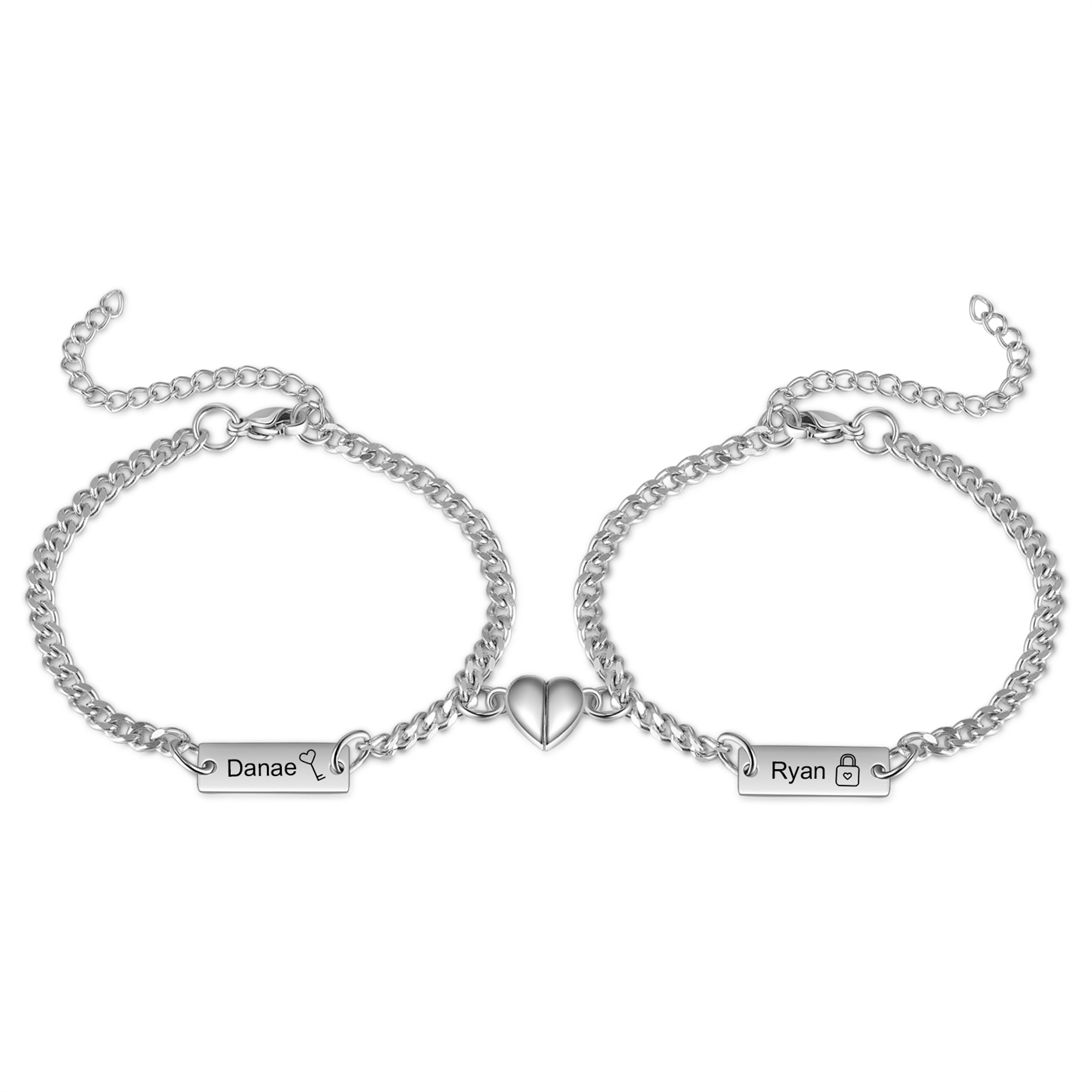 Personalized Couple Bracelet Lock and Key Magnetic Heart Valentine’s Day Gift