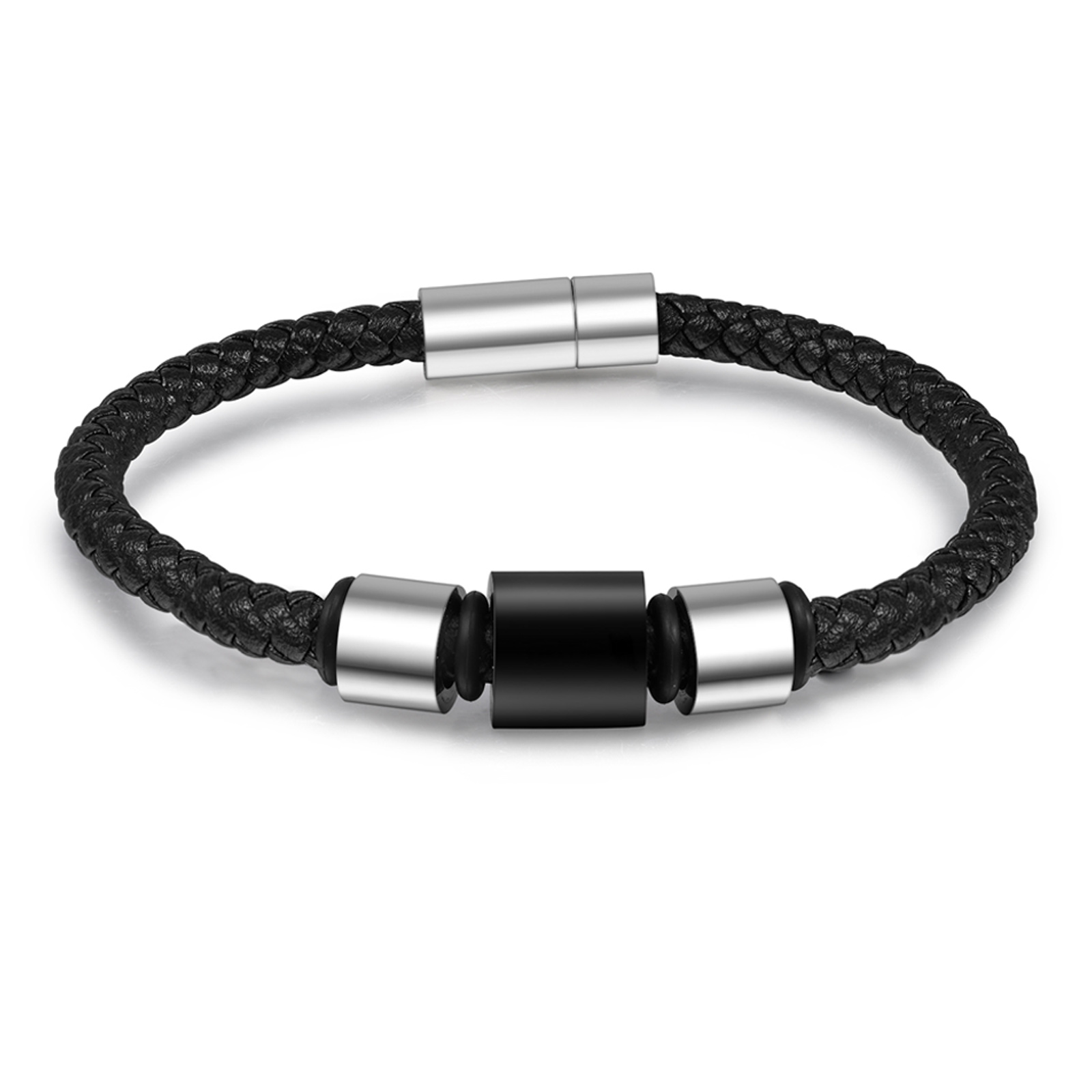 3 Names Personalised Men Leather Bracelet with Custom Name Beads - Gift for Dad | Jessemade